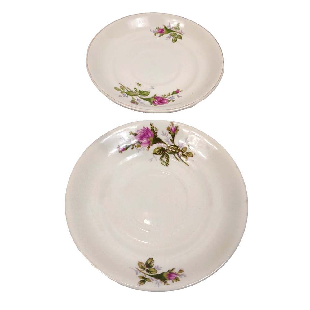 Set of 2 Moss Rose Replacment Saucers Only NO CUPS 5.5" Made in Japan Fine China